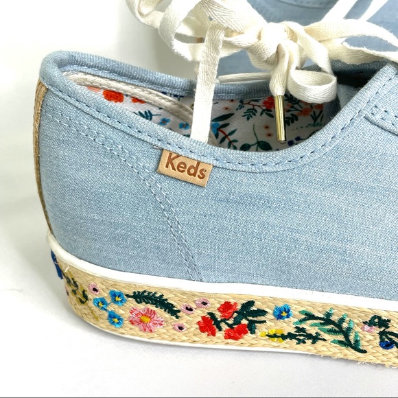Anthropologie Keds x Rifle Paper Co. Rosalie Embroidered Triple Kick Sneakers 10 - Picture 9 of 14